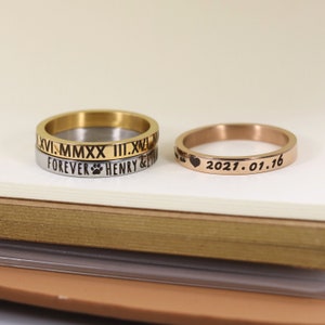 Anillo con inicial personalizado, anillo con nombre grabado, anillo de coordenadas, anillo con letras, alianza de boda, anillo de compromiso, anillo de pareja, regalo personalizado para ella