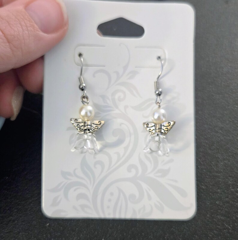 Sparkling Guardian Angel Drop Earrings Clear