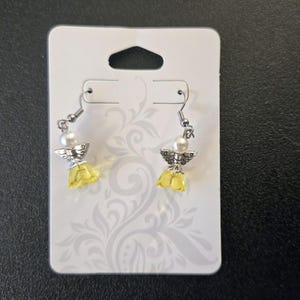 Sparkling Guardian Angel Drop Earrings Yellow