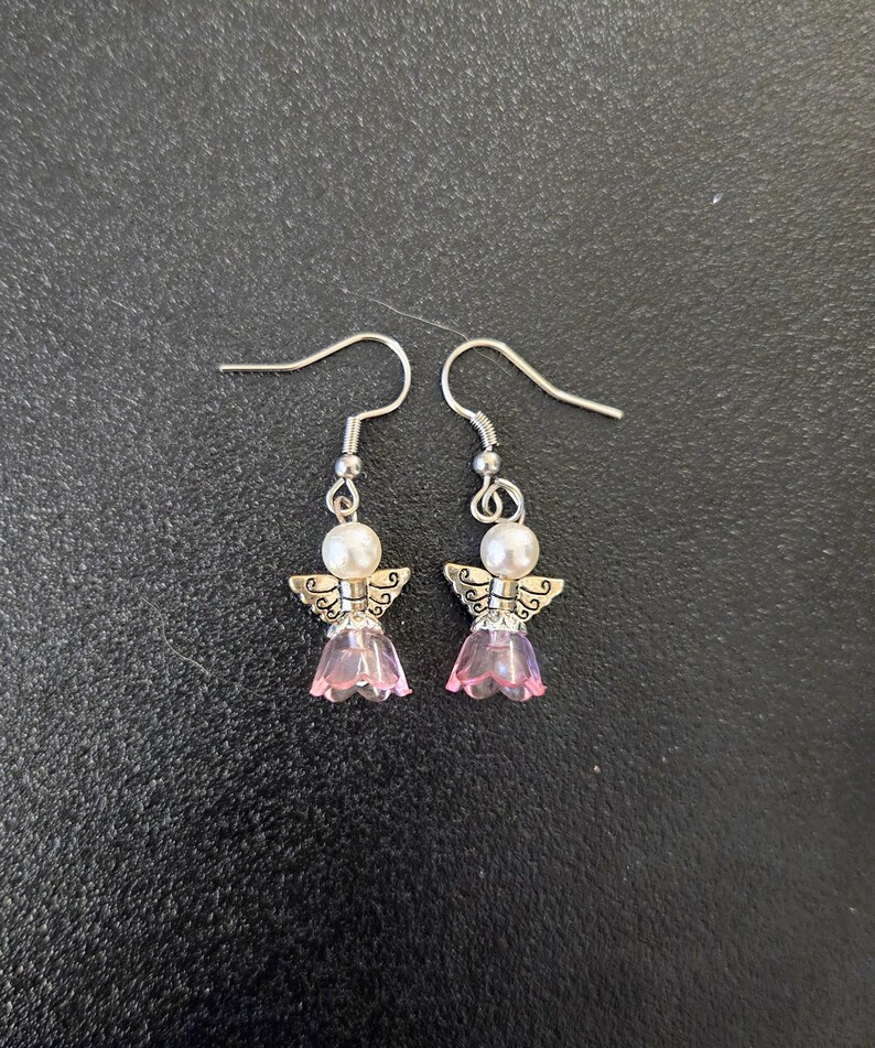 Sparkling Guardian Angel Drop Earrings image 2