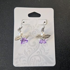 Sparkling Guardian Angel Drop Earrings Purple