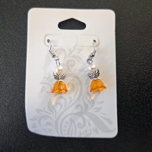 Sparkling Guardian Angel Drop Earrings Orange
