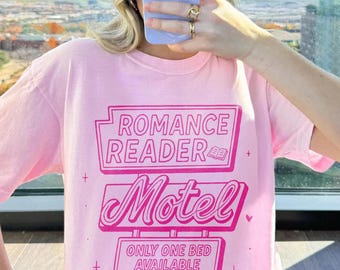 Romance Reader Shirt | Book Lover Shirt Book Trope Only One Bed Dark Romance Bookish Tee Pink Bookworm Shirt Gift for Reader Girly Coquette