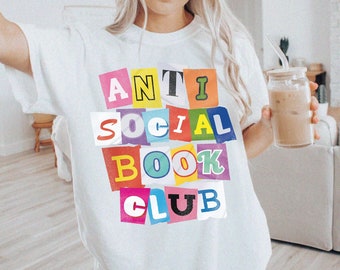 Camisa antisocial del club de lectura / Camiseta amante del libro Dark Romance Book Sudadera Dark Academia Crewneck Regalo divertido para los lectores Bookish Tee