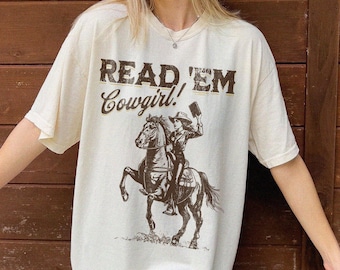 Bookish Cowgirl Shirt | Cowboy Romance Reader Club Western Book Lover Shirt Country Bookish Tee Bookish Gift For Her Country Girl Reader Art