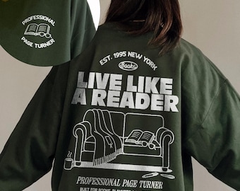 Live Like A Reader Sweatshirt | Vintage Reading Sweatshirt, Book lover gift, Bookish shirt, Bookworm, Reader Gift, Book crewneck Book Club