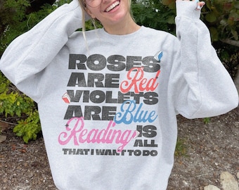 Sweat-shirt livresques rimant | Funny Reader Book Addict Amoureux des livres Cadeau livresques pour elle Livres épicés Romance sombre Smut Shirt Cadeau Club de lecture