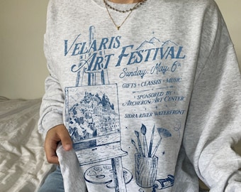 Velaris Art Festival Sweatshirt | ACOTAR Night Court Licensed SJM Merch Feyre Archeron Nesta Rhysand Cassian Bookish TOG Crescent City Fan