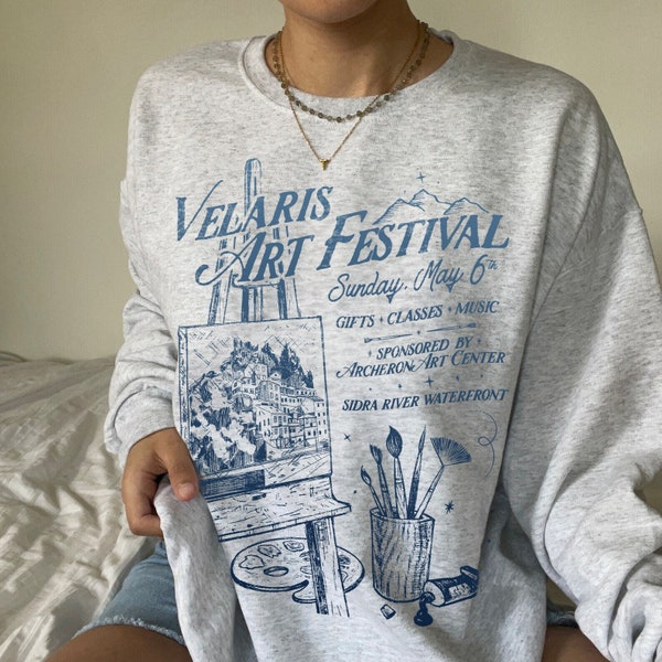 Velaris Art Festival Sweatshirt | ACOTAR Night Court Licensed SJM Merch Feyre Archeron Nesta Rhysand Cassian Bookish TOG Crescent City Fan