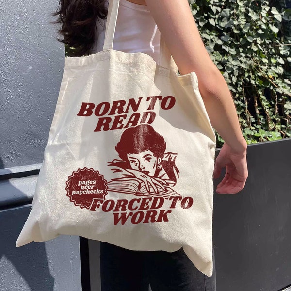 Born To Read Bookish Tote Bag | Funny Reader Book Addict, Book Lover, Bookish Gift For Her, Spicy Books, Dark Romance, Smut Gift BookTok Bag