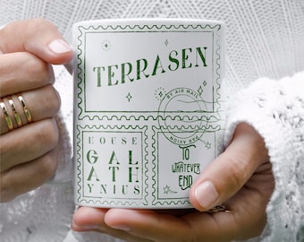 Terrasen Trono di tazza di vetro / Aelin Galathynius Rowan Whitethorn Dorian Thirteen Manon Blackbeak licenza SJM Merch ACOTAR TOG Decor regalo
