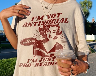 Camiseta de lectura antisocial / Lectora divertida, adicta a los libros, amante de los libros, regalo literario para ella, libros picantes, romance oscuro, regalo obsceno BookTok