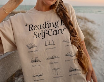 Reading Is Self-Care Shirt | Bookish Mental Health Shirt Book A Day Retro Shirt Read More Book Lover Bookworm Romance Reader Book Addict