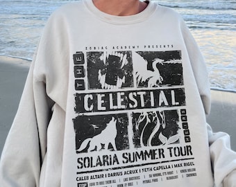 Celestial Heirs Band Sweatshirt | Zodiac Academy Darius Acrux Caleb Altair Max Rigel Seth Capella Vega Twins Professor Lance Orion Merch Art