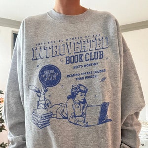 Introverted Book Club Sweatshirt | Bookish Sweatshirt, Anti-Social Book Club, Gift For Book Lover, Dark Romance Bookish Hoodie Gift For Her