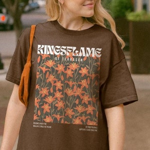 Throne Of Glass Kingsflame Flower Aesthetic T-Shirt | TOG Terrasen Galathynius Celaena Sardothien Rowan Sarah J Maas Licensed Shirt ACOTAR