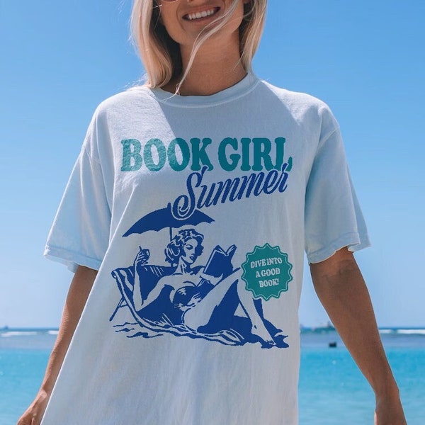 Chemise d'été Book Girl | Amateur de livres sur la plage, lecteur lubrique d'été, chemise de plage surdimensionnée, chemise de vacances livresques, livre d'amour pour fille noix de coco