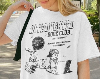 Introverted Book Club Shirt | Anti-Social Book Club, Dark Romance Reader Gift Bookish Shirt Vintage Bookish Gift For Book Lover Reader Gift