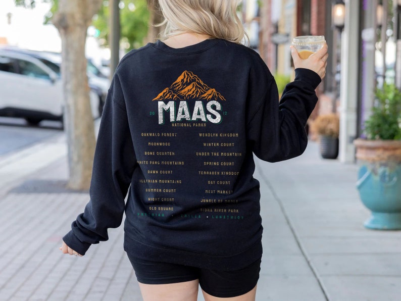 Sarah J Maas National Parks Sweatshirt SJM Universe Licensed Merch ACOTAR TOG Crescent City, Velaris, Terrasen, Lunathion Fantasy Reader image 4