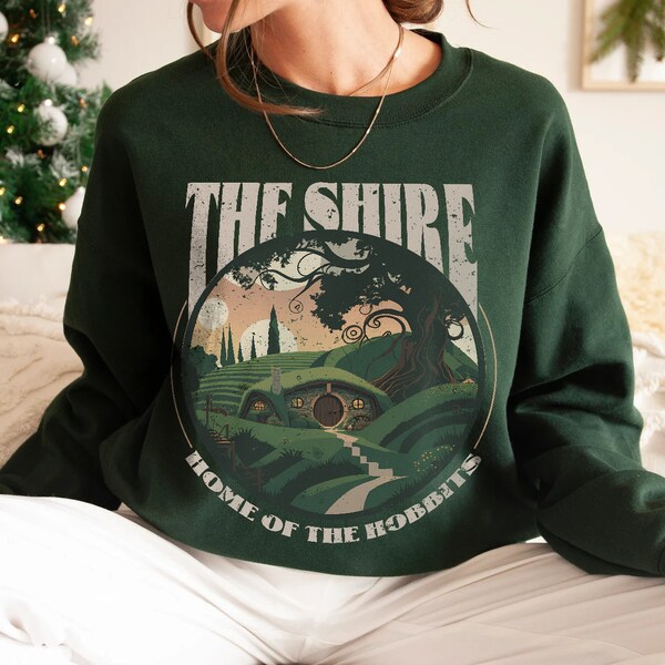 The Shire Sweatshirt | Distressed Fantasy Merch Tolkien Aragorn Frodo Baggins Elven Elrond the Fellowship Bookish Hoodie Shirt Hobbit