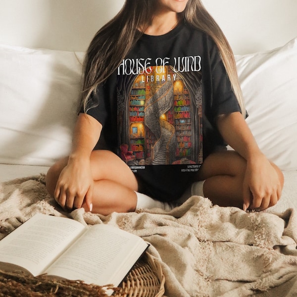 House Of Wind Library Velaris ACOTAR Illustrated Art Licensed Shirt - Night Court Sarah J Maas Throne Of Glass Crescent City Artwork ACOSF