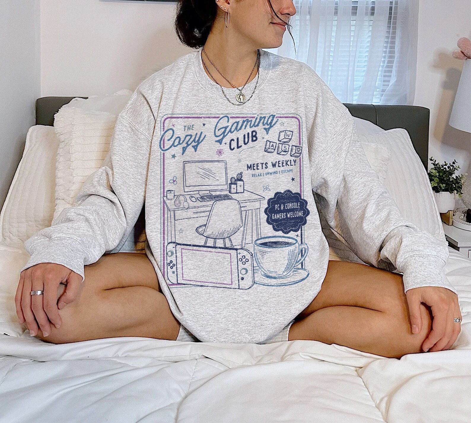 Gemütliches Gamer Sweatshirt | Gemütlicher Gaming Club, gemütliche Spiele, gemütliches Gamer Geschenk, Gamer Girl, Gamer Girl Geschenk, süßes Gaming Shirt, Geschenk für Gamer