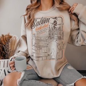 Salem Book Club sweatshirt | Bookish Halloween Tee, Spooky Book Lover Hoodie, Salem Witches, Spooky Season Ghost Skeleton Thriller Reader
