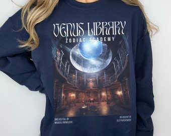 Zodiac Academy Venus Library Sweatshirt | Vega Twins Lance Orion Darius Acrux Caleb Altair Zodiac Academy Merch Art Darcy Tory Vega Bookish