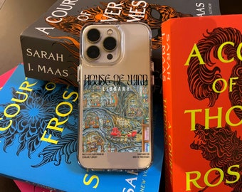 ACOTAR House Of Wind Library Velaris Night Court Phone Case - iPhone Case Cassian Nesta Feyre Rhysand TOG Crescent City Art March
