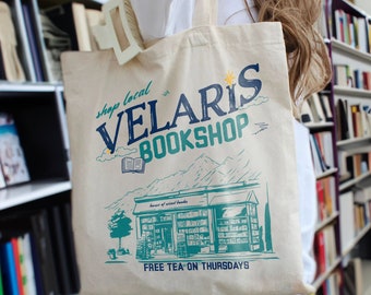 Velaris Book Store Tote Bag | ACOTAR Night Court Licensed SJM Merch Feyre Archeron Nesta Rhysand Cassian Bookish TOG Crescent City Fan Gift