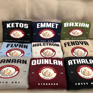Crescent City Character Sweatshirts | Bryce Quinlan Hunt Athalar Ruhn Danaan HOBAE HOSAB Sarah J Maas Licensed Merch Crescent City ACOTAR
