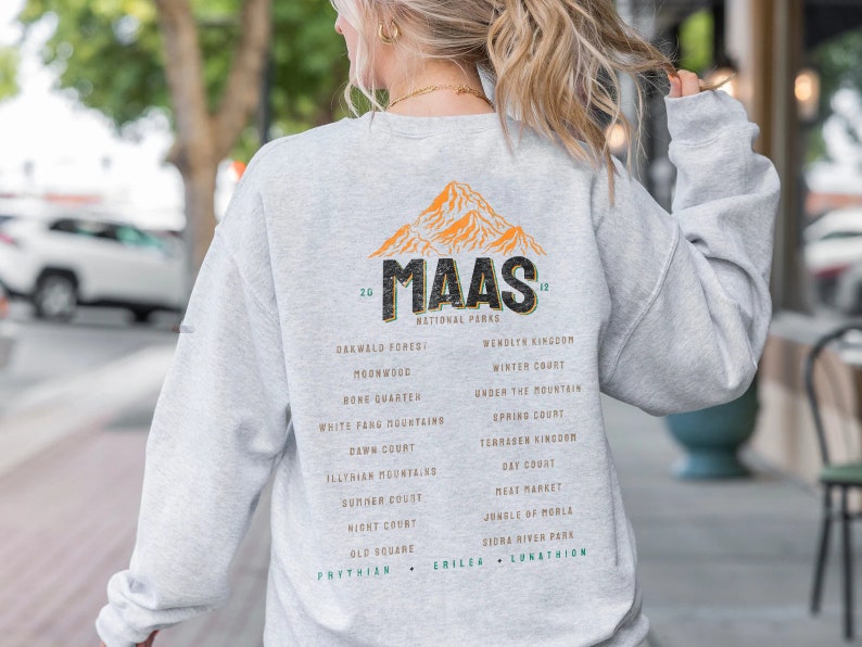 Sarah J Maas National Parks Sweatshirt SJM Universe Licensed Merch ACOTAR TOG Crescent City, Velaris, Terrasen, Lunathion Fantasy Reader image 6