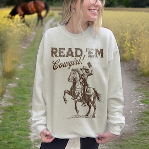 Bookish Cowgirl Swearshirt Cowboy Romance Reader Club Western Book Lover Shirt Country Bookish Tee Bookish Gift For Her Country Girl Reader