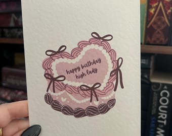 Alles Gute zum Geburtstag High Lady Love Herz-Torte | Karte zum Geburtstag für Schwester Freund Freundin | Niedliches Girly Bday | Romantik | Bücherwurm | ACOTAR