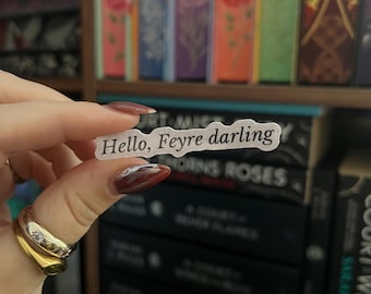 ACOTAR inspirowany | hello, feyre darling | Rhysand | Naklejka stemplowa | Velaris | Naklejka brokatowa | Naklejka Kindle