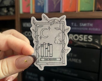 Pegatina para Kindle del Tarot del Lector / Blanco y negro / Pegatina con purpurina / Pegatina para botella / Bookish / Booktok