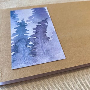 Carte Evergreen : Aquarelle originale - Paysage violet + marron