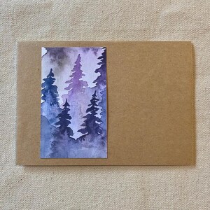 Carte Evergreen : aquarelle originale - violet/rose + marron