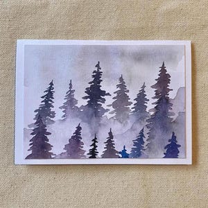 Carte Evergreen : Aquarelle originale - Grand paysage violet + blanc