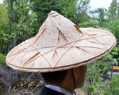 Mid 20th-Century Chinese Split Bamboo & Plaited Leaf Dǒulì (斗笠) Aka Conical  Hats - a Pair