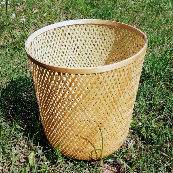 Recycle Basket Bin Hand Woven Waste Basket Recycling Bin garbage basket Dia. 10.4/10.8 Depth 10/11.4"or Dia. 26.5cm /27.5cm Depth 25.5/29cm