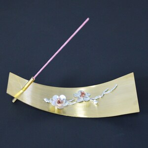 Brass Incense Stick Holder Surface Welding Pure Tin 3D Plum Blossom Retro Creative