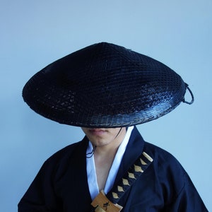 Bamboo Japanese Hat Samurai Hat Cosplay Asian Hat Cone Dia. 19.7 "/ 5" Depth