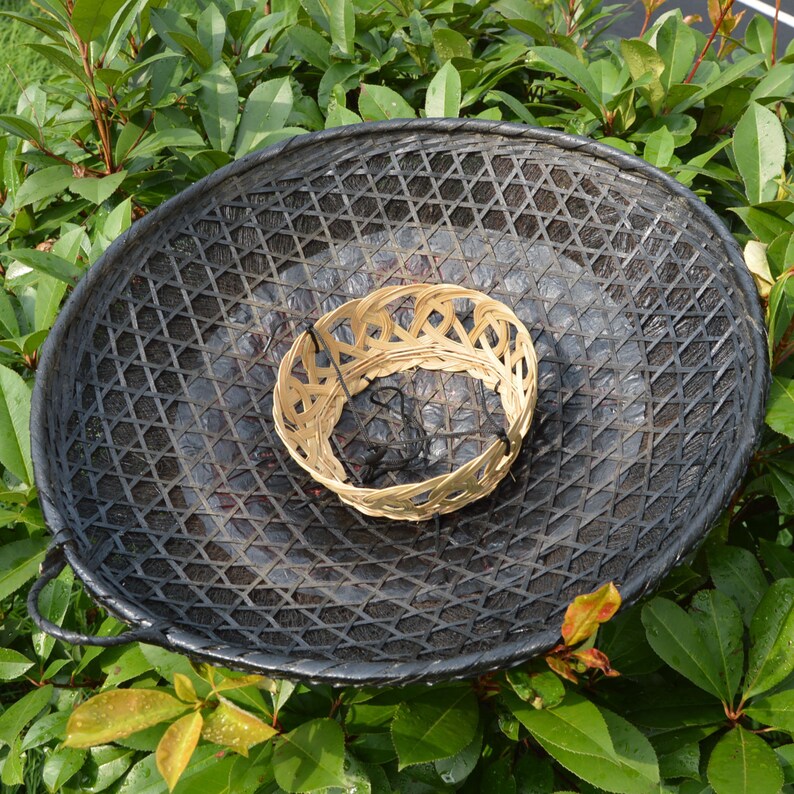 Samurai-Hut Aus Bambus - Handgefertigt Mit Ananas-Muster Schwarz