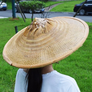 Bamboo Hat Ancient Chinese Traditional Hat Carefully weave high quality Diameter 18/ Depth 4"or 46cm /10cm