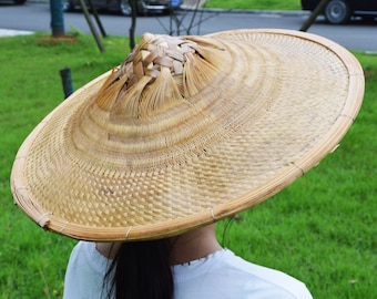 Bamboo Hat Ancient Chinese Traditional Hat Carefully weave high quality Diameter 18/ Depth 4"or 46cm /10cm