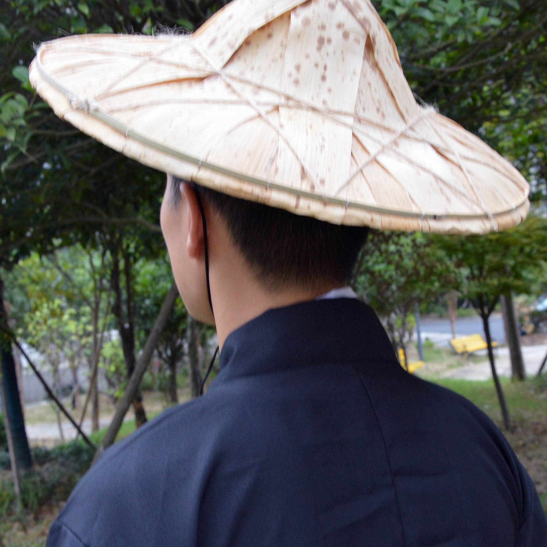 Mid 20th-Century Chinese Split Bamboo & Plaited Leaf Dǒulì (斗笠) Aka Conical  Hats - a Pair