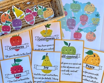 Fruit of the Spirit for kids, Bible Activity, Bible memorization cards