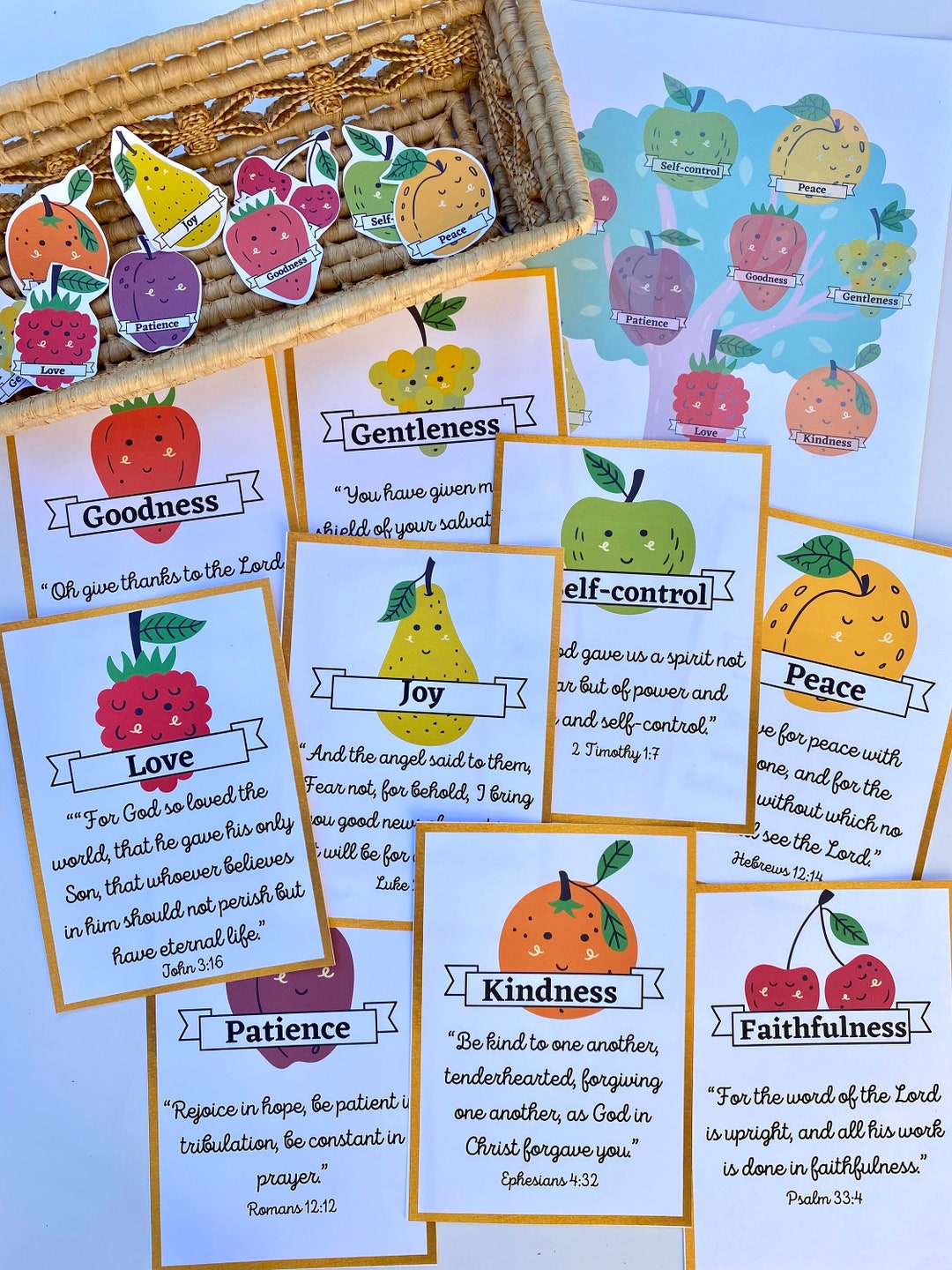 Fruit of the Spirit for Kids, Bible Activity, Bible Memorization Cards ...