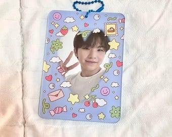 pastel doodles acrylic photocard holder keychain